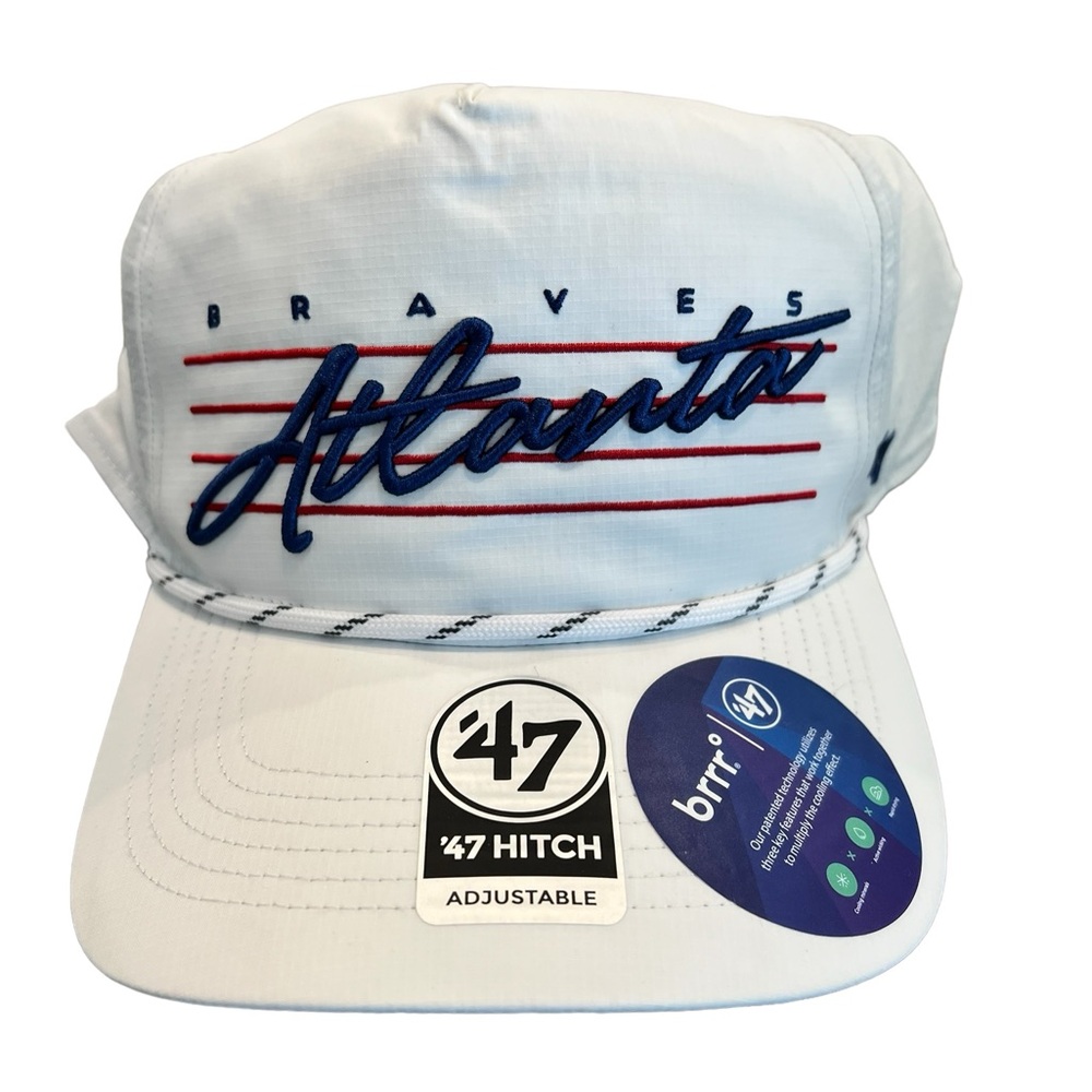 MLB Atlanta Braves White Adjustable Hat with Blue and Red Embroidery